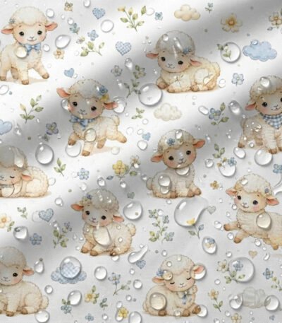 Tecido Nylon Impermeável Ovelhinhas - Branco