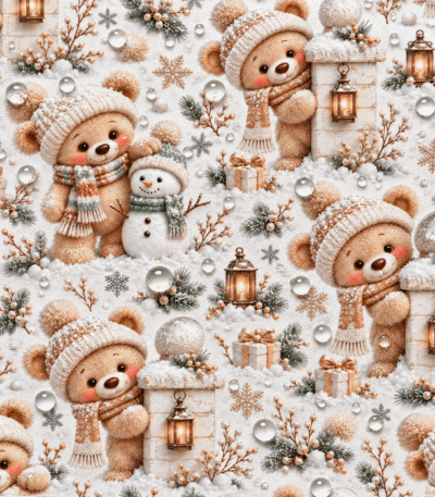 Tecido Nylon Impermeável Ursinho na Neve