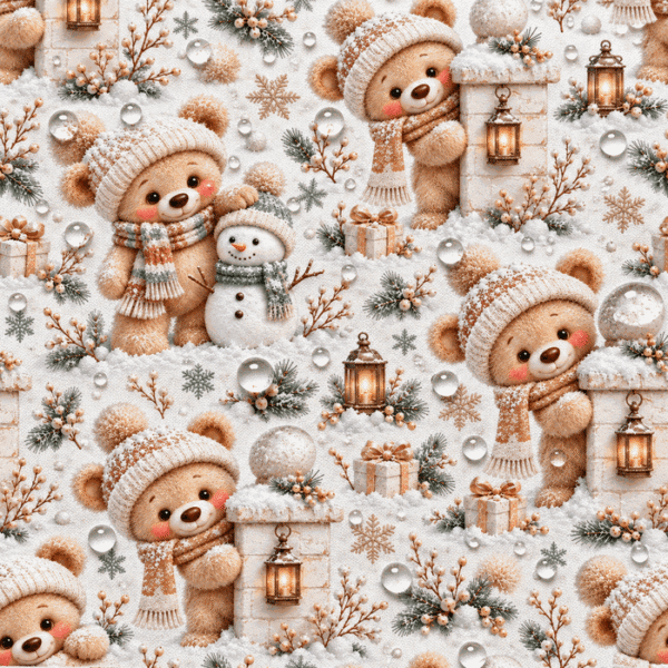 Tecido Nylon Impermeável Ursinho na Neve