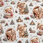 Tecido Nylon Impermeável Ursinhos na Neve - Branco