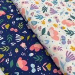 Popeline Winter Flower - Azul Marinho