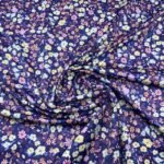 Seda Crepe - Floral - Amarelo / Azul