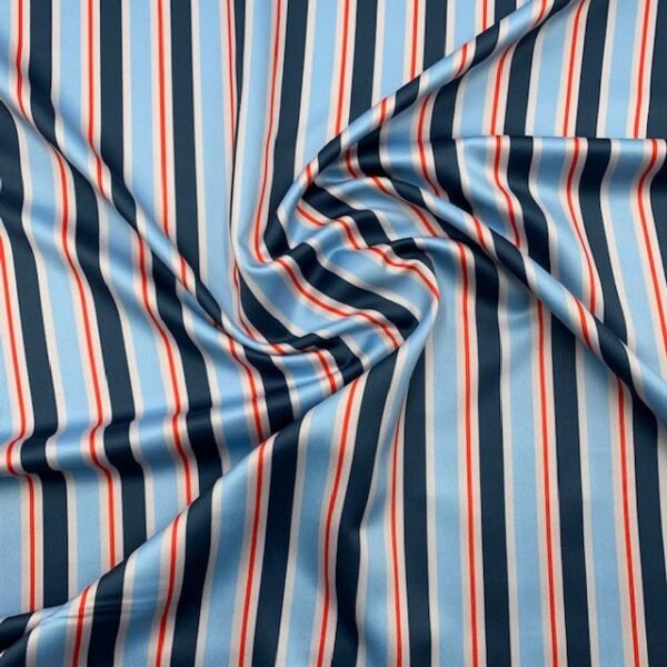 Seda Crepe - Riscas - Azul