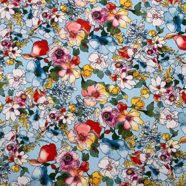 Seda Estampada - Azul Bebé