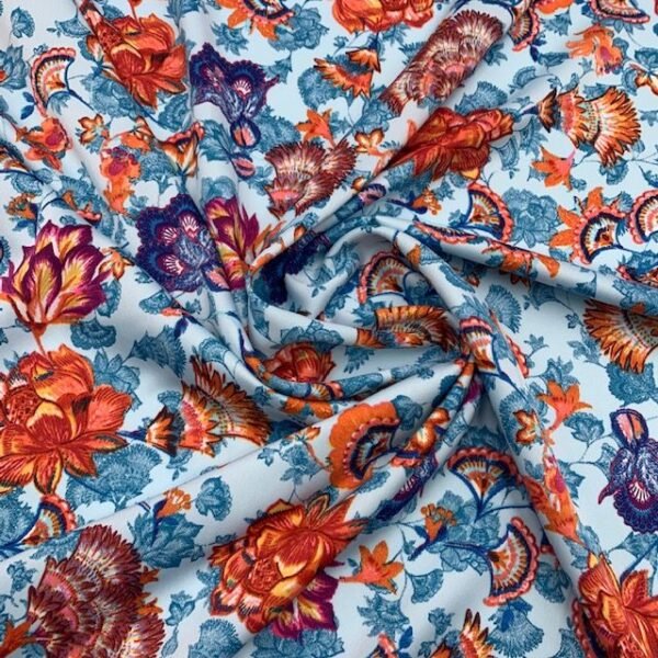 Seda Estampada - Azul Bebé