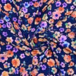 Seda Estampada - Azul Marinho