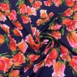 Seda Estampada - Azul Marinho