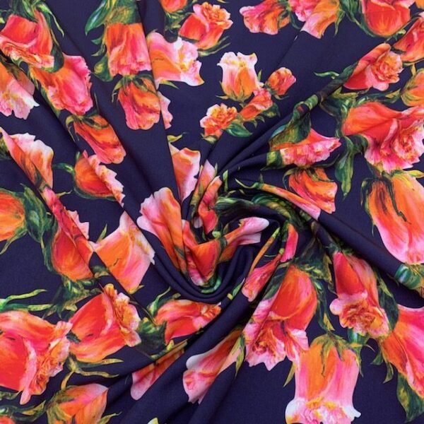 Seda Estampada - Azul Marinho