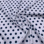 Seda Crepe - Bolas - Azul Marinho