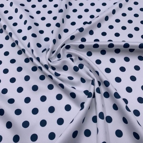 Seda Crepe - Bolas - Azul Marinho