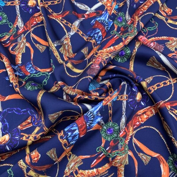 Seda Sarjada - Azul Marinho