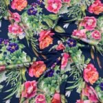 Seda - Floral - Azul Marinho