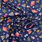 Popeline Winter Flower - Azul Marinho