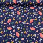 Popeline Winter Flower - Azul Marinho