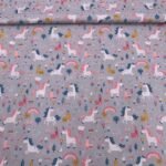 Popeline Unicórnios - Cinzento