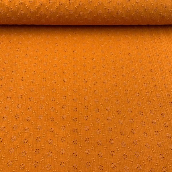 Gaze Dupla Bordado Inglês - Tijolo