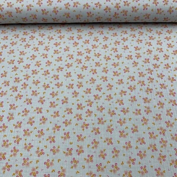 Gaze Dupla Floral - Rosa Bebé