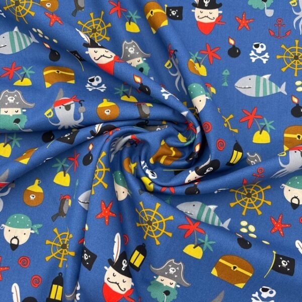 Popeline Piratas - Azul