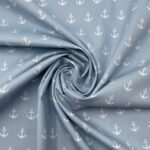 Popeline Âncoras - Azul Claro