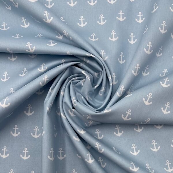 Popeline Âncoras - Azul Claro