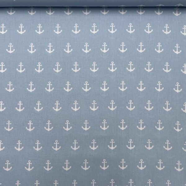 Popeline Âncoras - Azul Claro