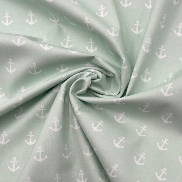 Popeline Âncoras - Verde Menta