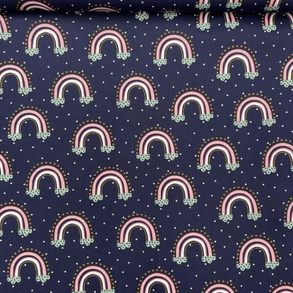 Popeline Arco-íris - Azul Marinho