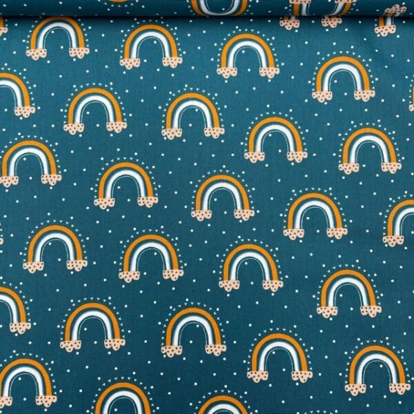 Popeline Arco-íris - Azul Petróleo