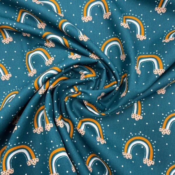 Popeline Arco-íris - Azul Petróleo