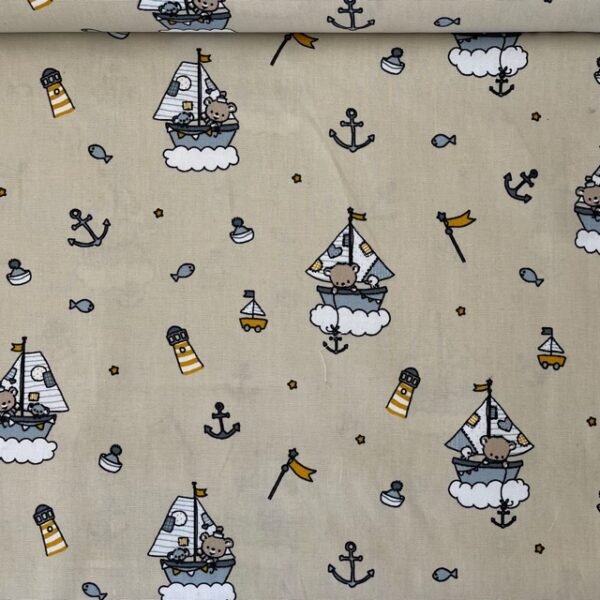 Popeline Baby Marine Boat - Bege