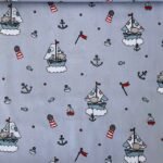 Popeline Baby Marine Boat - Cinzento