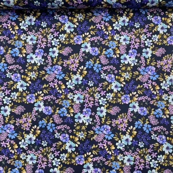 Popeline Beauty Flowers - Azul