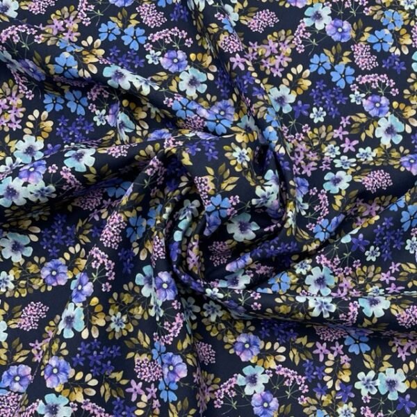 Popeline Beauty Flowers - Azul