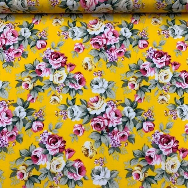 Popeline Big Rose - Amarelo