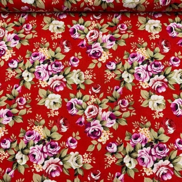 Popeline Big Rose - Vermelho