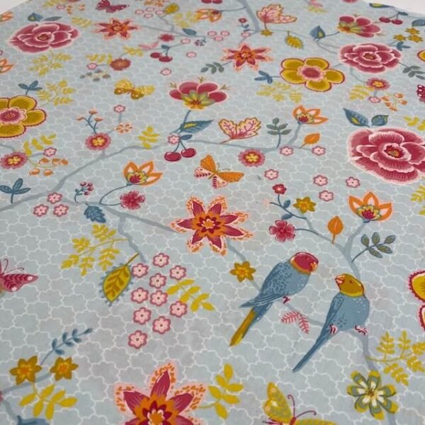 Popeline Bird Flower - Azul