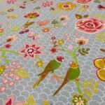 Popeline Bird Flower - Cinzento