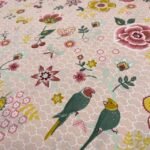 Popeline Bird Flower - Rosa