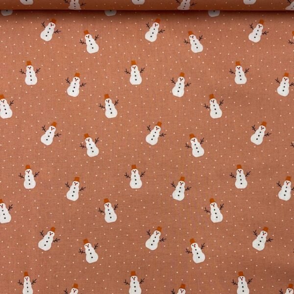 Popeline Boneco de Neve - Salmão