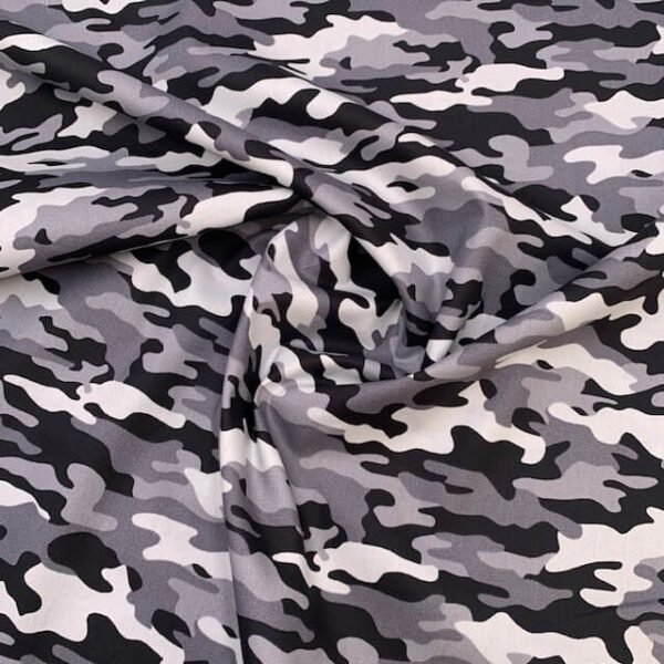 Popeline Camuflado - Cinzento