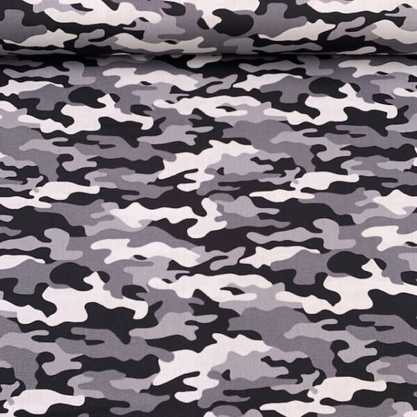 Popeline Camuflado - Cinzento