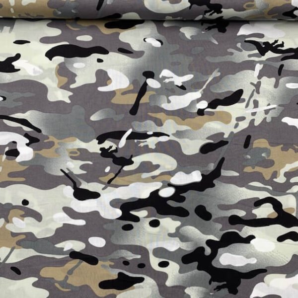 Popeline Camuflado - Cinzento