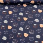 Popeline Chic Cats - Azul Marinho