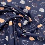 Popeline Chic Cats - Azul Marinho