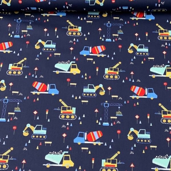 Popeline Construção - Azul Marinho