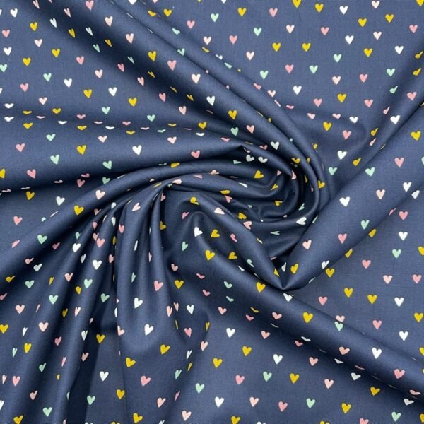 Popeline Corações - Azul