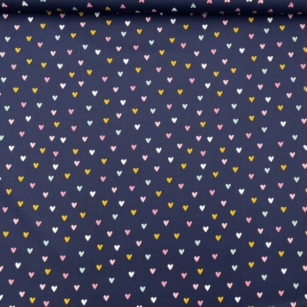 Popeline Corações - Azul