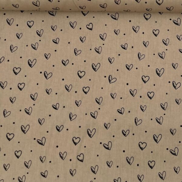 Popeline Corações - Bege