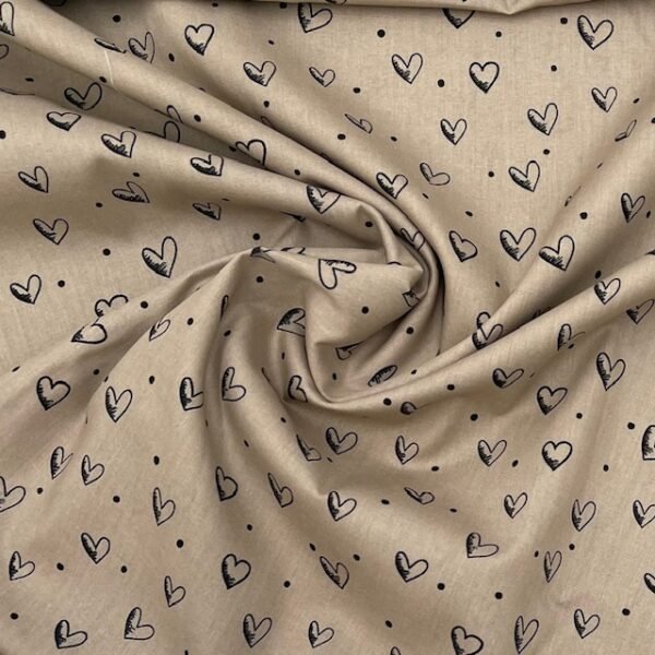 Popeline Corações - Bege