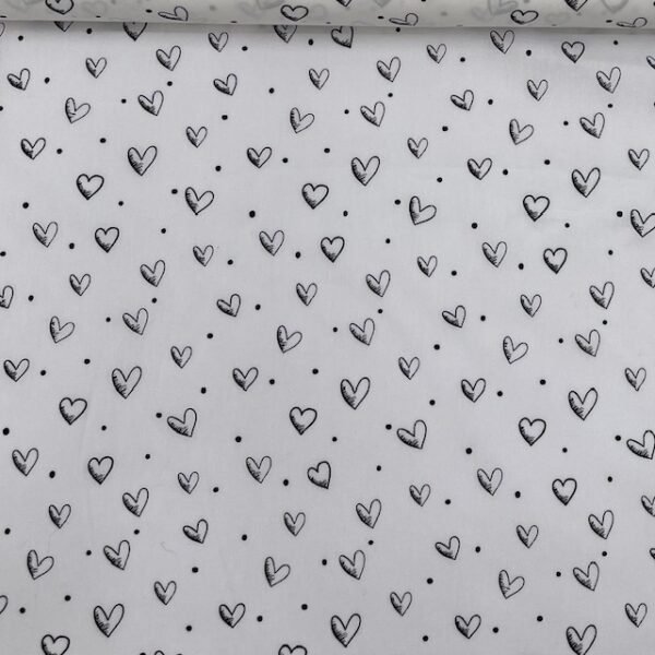 Popeline Corações - Branco Sujo